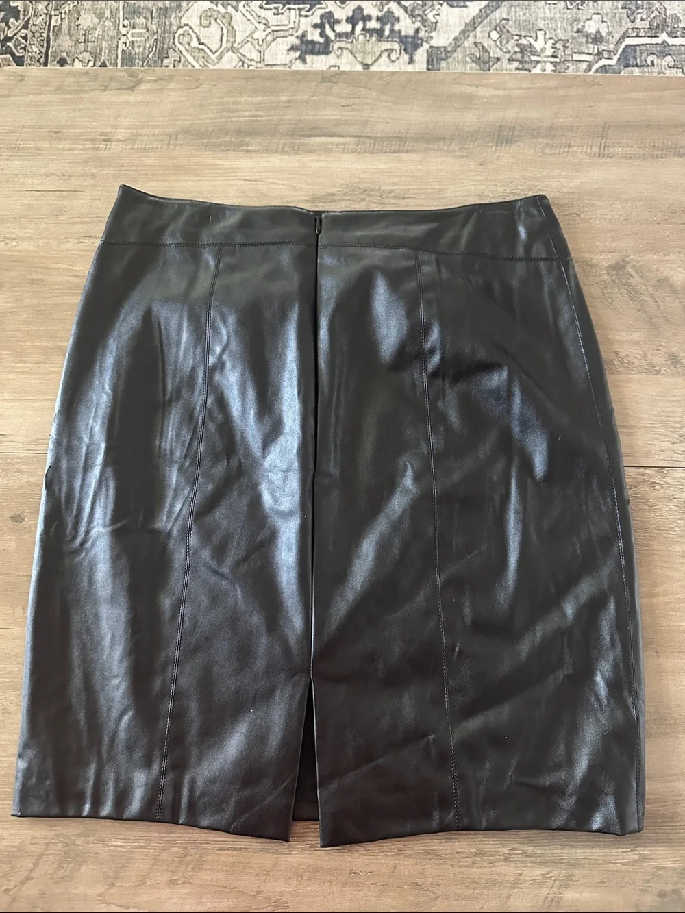 Zelda Black Faux Leather Pencil Skirt - Classic Women's Skirt - Picture 7 of 7